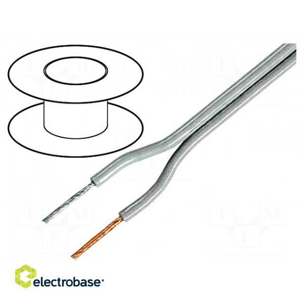 Wire: loudspeaker cable | 2x0.35mm2 | stranded | OFC | grey | PVC | 49VAC