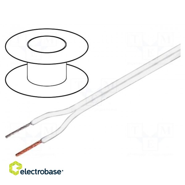 Wire: loudspeaker cable | 2x0,75mm2 | stranded | OFC | white | PVC | 100m