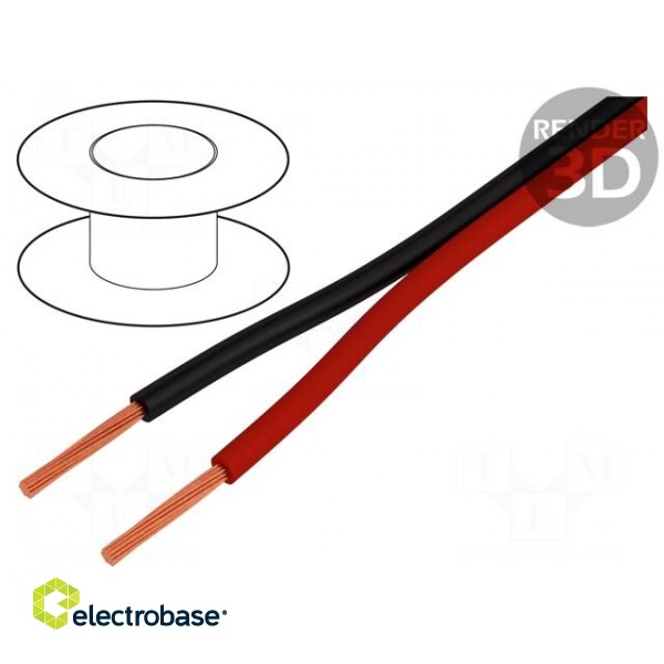 Wire: loudspeaker cable | 2x0,5mm2 | stranded | CCA | black-red | PVC image 1