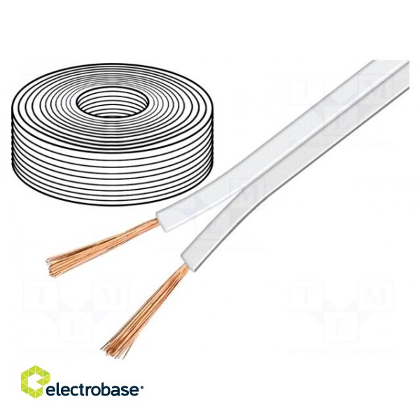 Wire: loudspeaker cable | 2x0.5mm2 | stranded | OFC | white