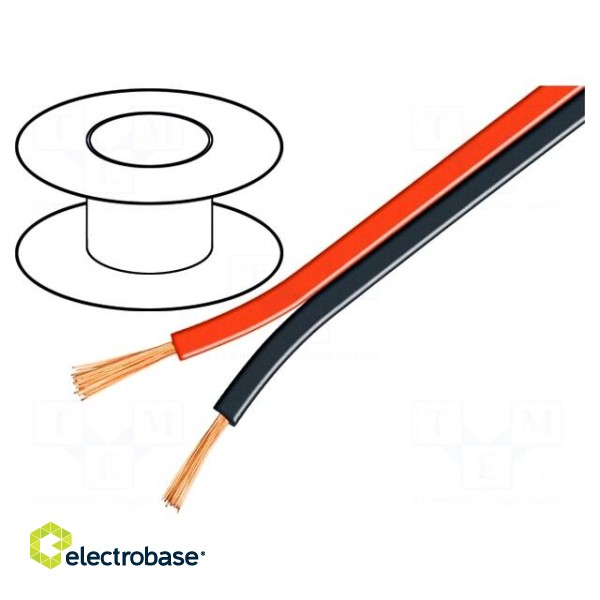 Wire: loudspeaker cable | 2x0,75mm2 | stranded | CCA | black-red | 100m