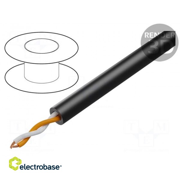 Wire: loudspeaker cable | 2x11AWG | stranded | OFC | black | unshielded