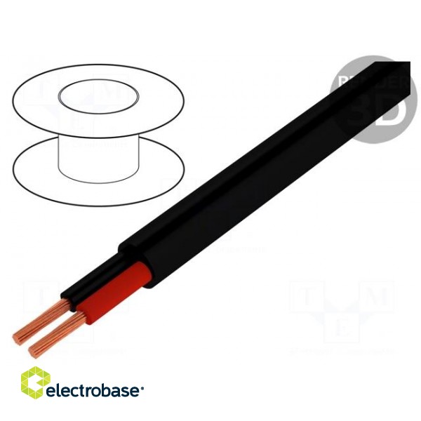 Wire: loudspeaker cable | 2x2,5mm2 | stranded | Cu | black | PVC | 7.5mm