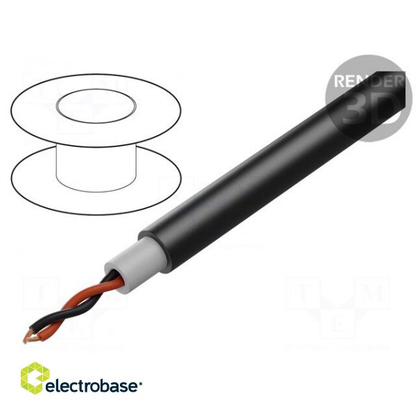 Wire: loudspeaker cable | 2x1.5mm2 | stranded | OFC | black | PVC | 49VAC