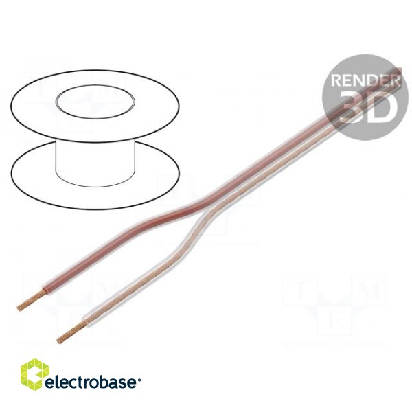 Wire: loudspeaker cable | 2x1mm2 | stranded | CCA | transparent | PVC