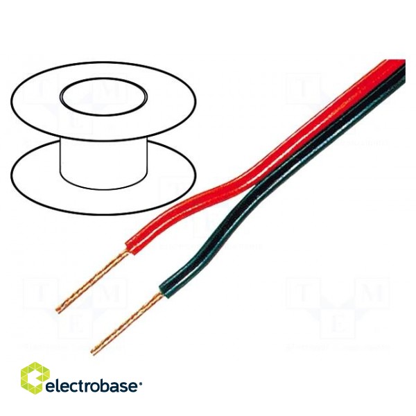 Wire: loudspeaker cable | 2x0,5mm2 | stranded | OFC | black-red | PVC