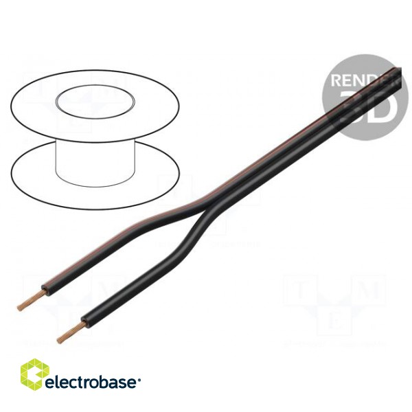 Wire: loudspeaker cable | 2x0,75mm2 | stranded | OFC | black | PVC | 100m