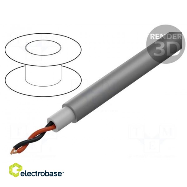 Wire: loudspeaker cable | 2x4mm2 | stranded | OFC | grey | unshielded