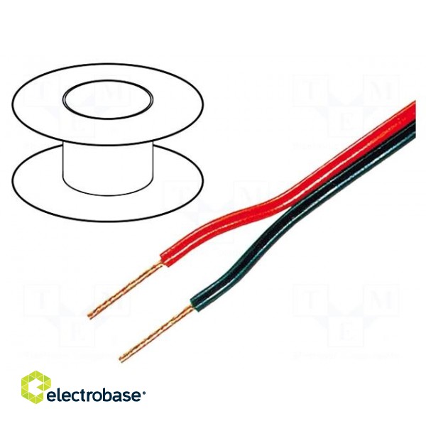 Wire: loudspeaker cable | 2x4mm2 | stranded | OFC | black-red | PVC