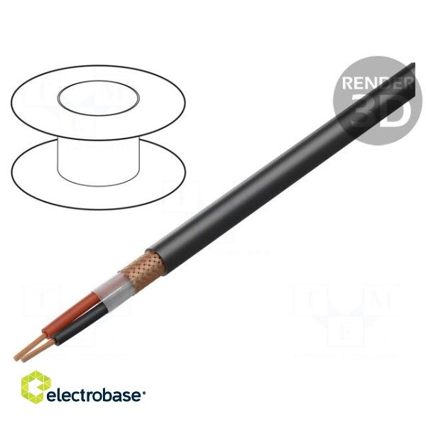 Wire: loudspeaker cable | 2x4mm2 | stranded | OFC | black | -20÷70°C