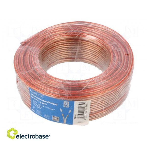 Wire: loudspeaker cable | stranded | CCA | transparent | PVC | 25m paveikslėlis 2
