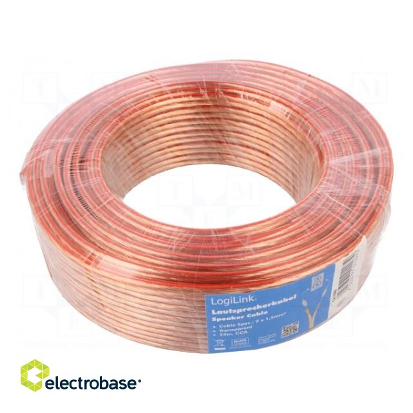 Wire: loudspeaker cable | stranded | CCA | transparent | PVC | 25m image 2