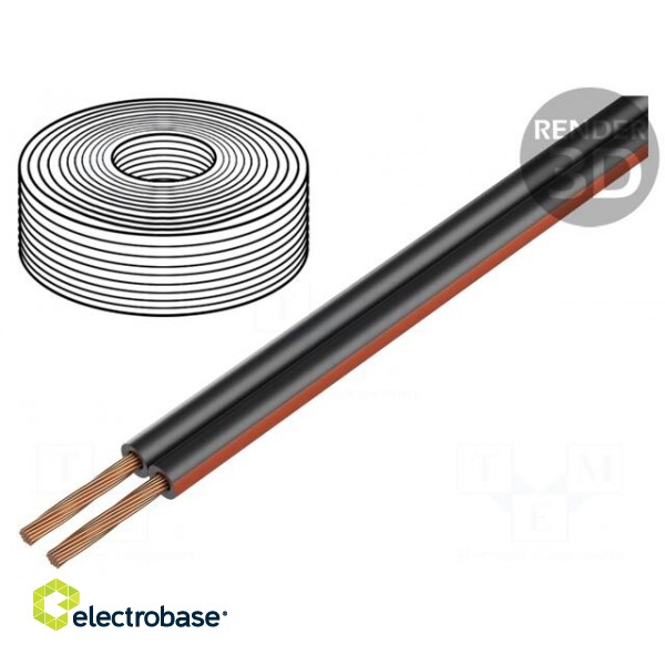 Wire: loudspeaker cable | TLYp | 2x0.5mm2 | stranded | Cu | black | PVC