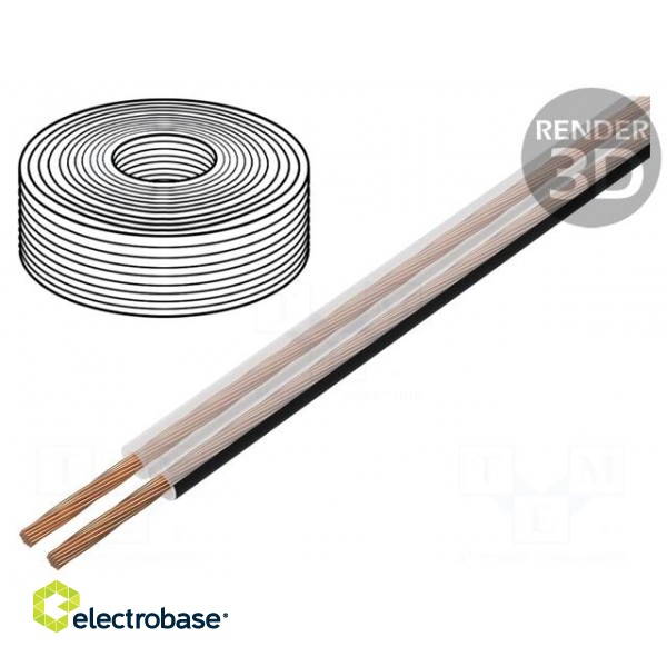Wire: loudspeaker cable | TLYp | 2x0.5mm2 | stranded | Cu | transparent
