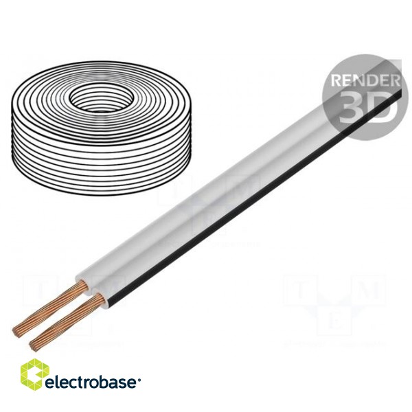 Wire: loudspeaker cable | TLYp | 2x0.5mm2 | stranded | Cu | white | PVC