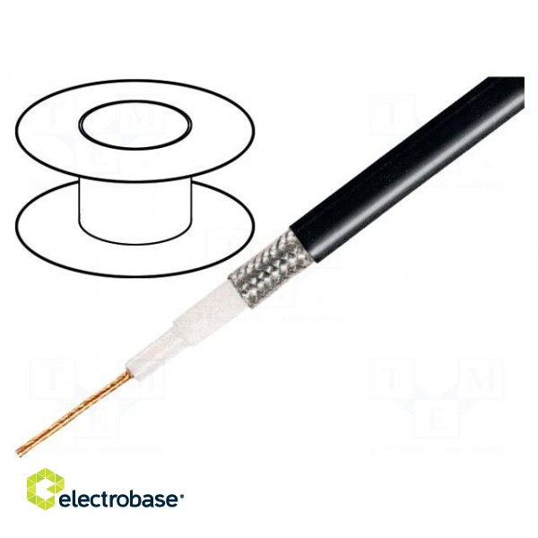 Wire: microphone cable | 1x0,75mm2 | black | OFC,tinned | PVC | 100m