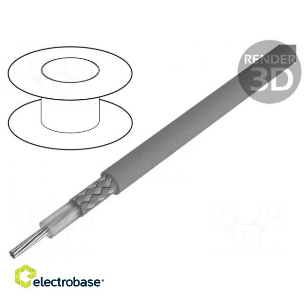 Wire: microphone cable | 1x24AWG | dark grey | Cu,tinned | PVC | 30,5m