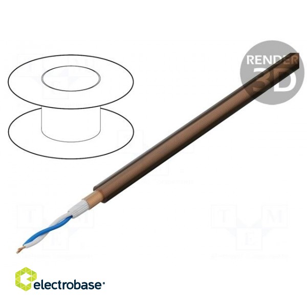 Wire: microphone cable | 2x0.22mm2 | brown | OFC | -15÷70°C | PVC