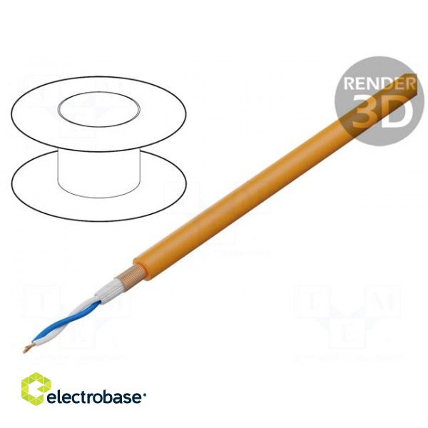 Wire: microphone cable | 2x0,22mm2 | orange | OFC | PVC | -15÷70°C | 100m