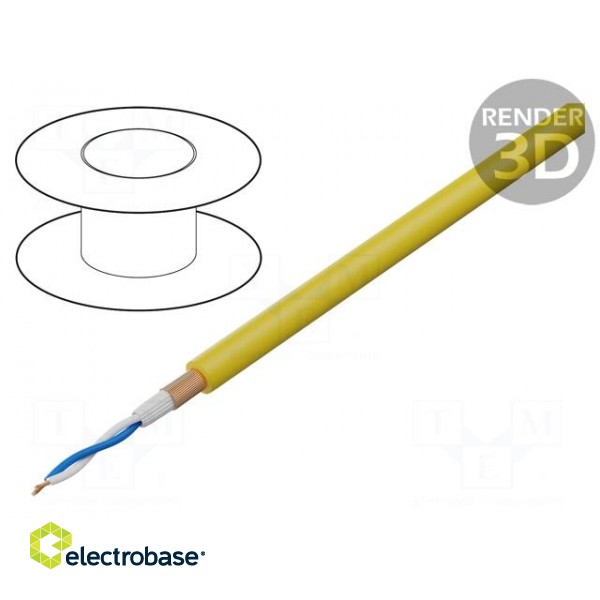 Wire: microphone cable | 2x0.22mm2 | yellow | OFC | -15÷70°C | PVC