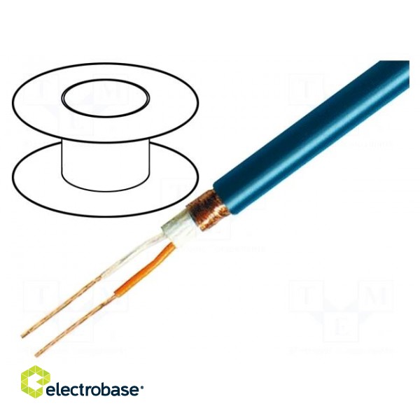 Wire: microphone cable | 2x0,25mm2 | blue | OFC | PVC | -15÷70°C | 100m