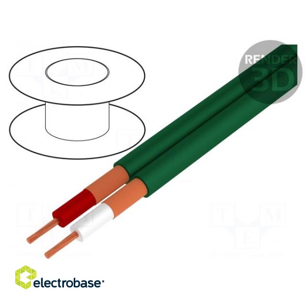 Wire: microphone cable | 2x0,25mm2 | green | OFC | PVC | -15÷70°C | 100m