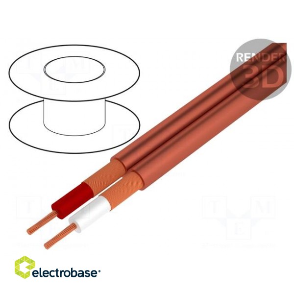Wire: microphone cable | 2x0,25mm2 | red | OFC | PVC | -15÷70°C | 4.5x9mm