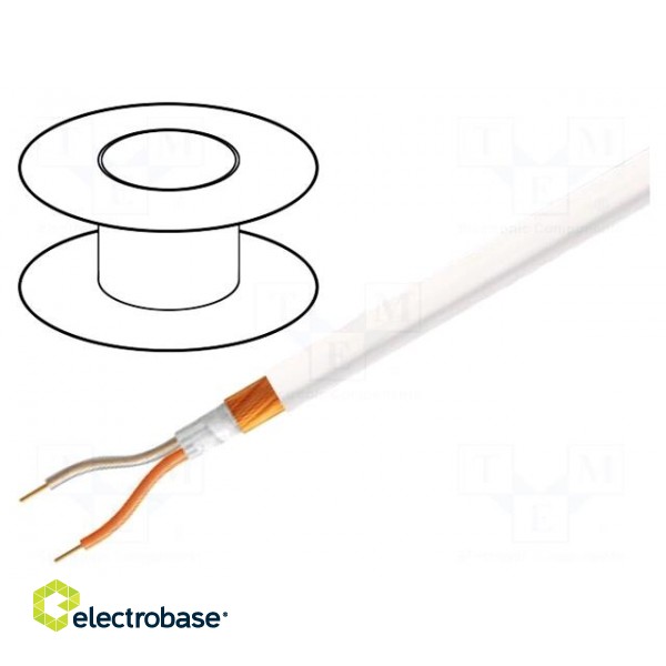 Wire: microphone cable | 2x0,25mm2 | white | OFC | PVC | -15÷70°C | 100m
