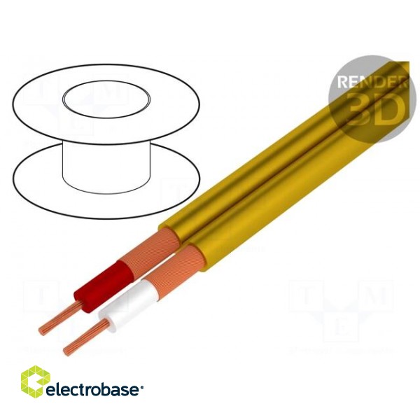 Wire: microphone cable | 2x0,25mm2 | yellow | OFC | PVC | -15÷70°C | 100m