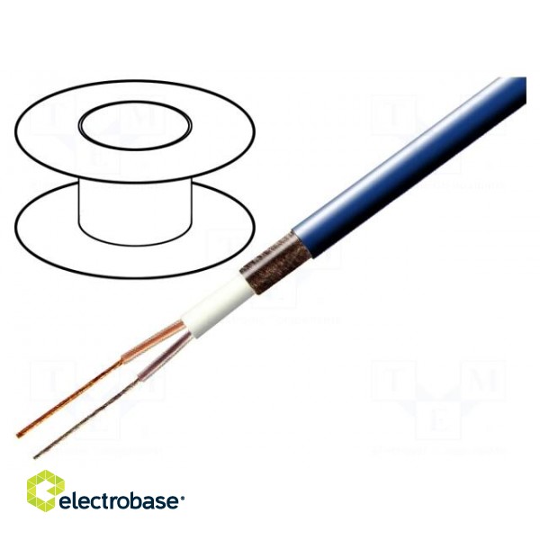Wire: microphone cable | 2x0,35mm2 | blue | OFC | PVC FirestoP® | 100m
