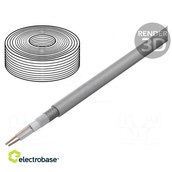 Wire: microphone cable | 2x0,35mm2 | grey | OFC | PVC | -15÷70°C | 100m