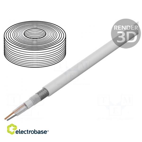 Wire: microphone cable | 2x0,35mm2 | white | OFC | PVC | -15÷70°C | 100m