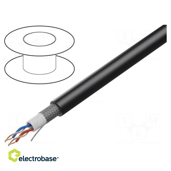 Wire: microphone cable | 2x2x0.22mm2 | black | OFC | -15÷70°C | PVC