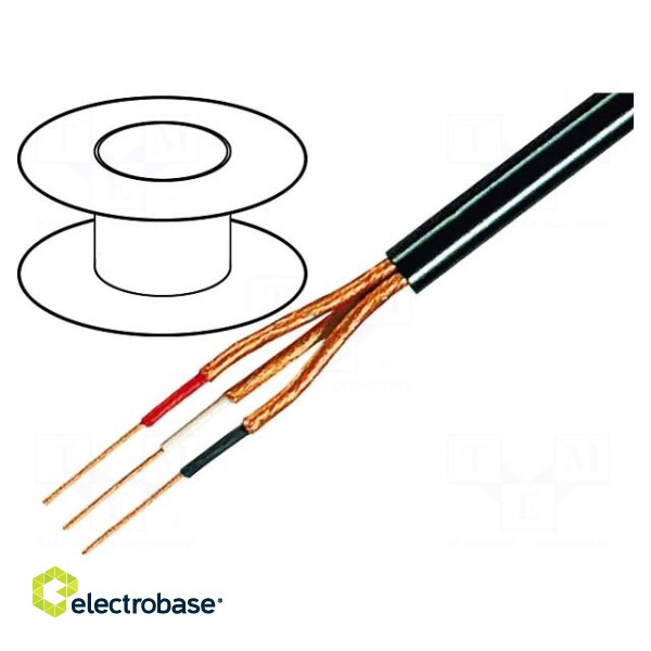 Wire: microphone cable | 3x0.14mm2 | black | OFC | -15÷70°C | PVC