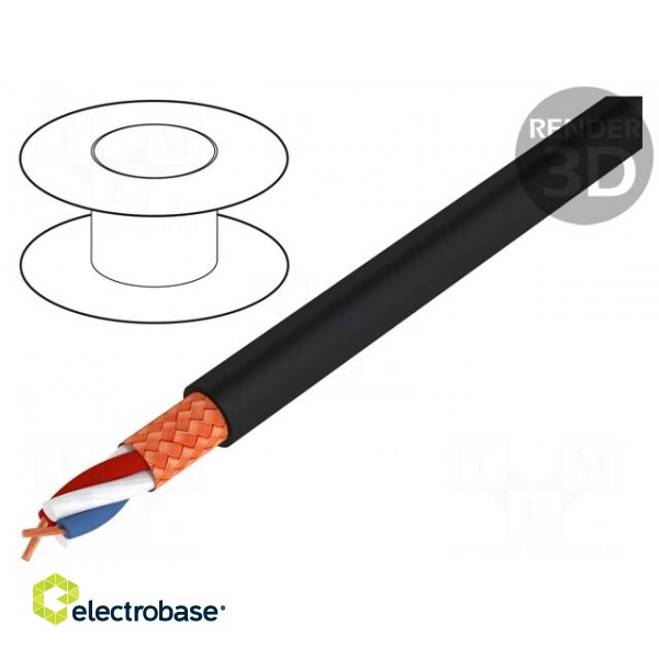 Wire: microphone cable | black | Cu | PVC | -25÷70°C | 6mm | audio