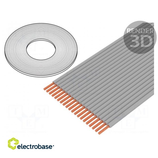 Wire: ribbon | 0.635mm | solid | Cu | 34x30AWG | unshielded | TPE | grey