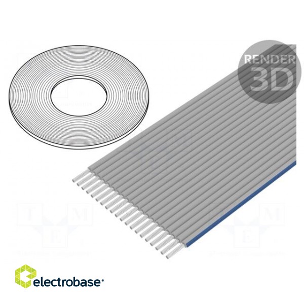 Wire: ribbon | 1.27mm | stranded | Cu | unshielded | PO | light grey