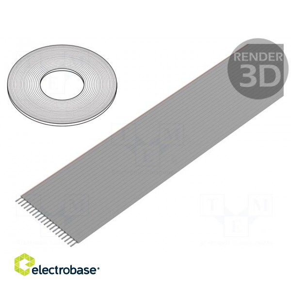 Wire: ribbon | 1.27mm | stranded | Cu | 20x26AWG | unshielded | PVC | grey