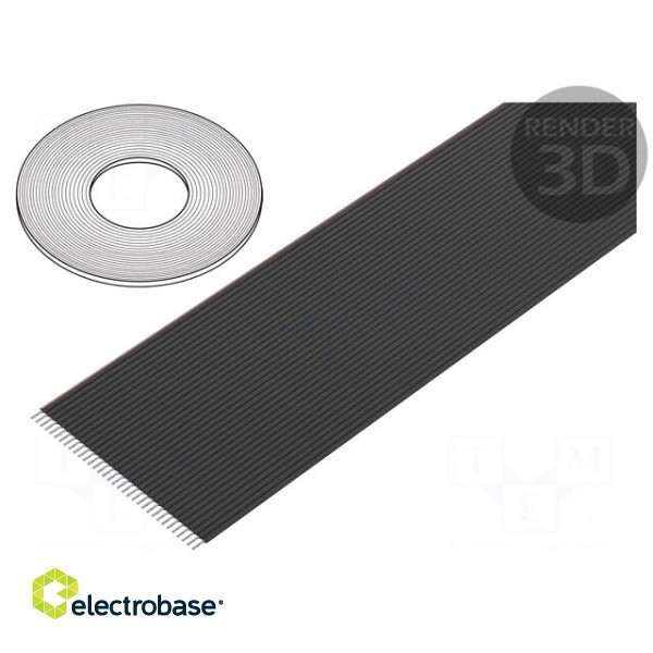 Wire: ribbon | 1.27mm | stranded | Cu | 64x28AWG | unshielded | PVC | black