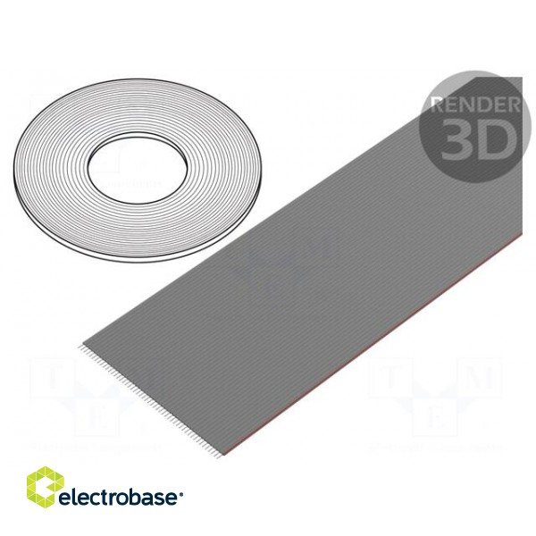 Wire: ribbon | 1.27mm | stranded | Cu | 50x28AWG | unshielded | PVC | grey