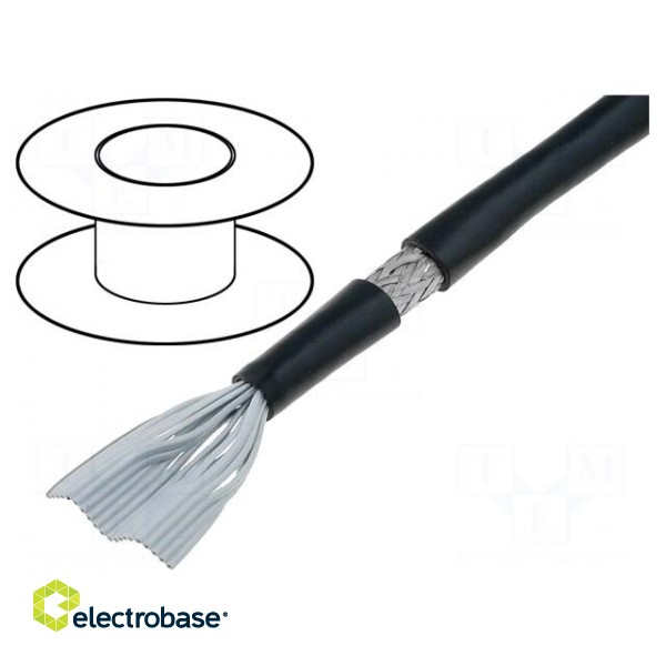 Wire: ribbon | round | 1.27mm | stranded | Cu | PVC | black | 30.5m