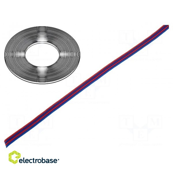 Wire: ribbon | stranded | Cu | 4x0,124mm2 | unshielded | PVC | red,blue