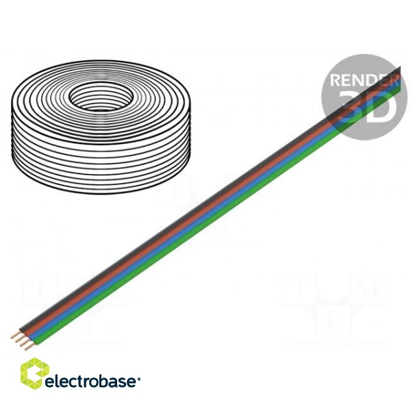 Wire: ribbon | FBK Toy | 4x0.25mm2 | stranded | Cu | PVC | 350V | 100m