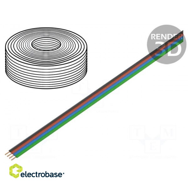 Wire: ribbon | FBK Toy | 4x0.25mm2 | stranded | Cu | PVC | 100V | 5m