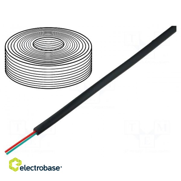Wire: telecommunication cable | stranded | 2x28AWG | black | 500m