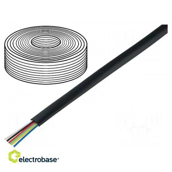 Wire: telecommunication cable | stranded | 6x28AWG | black | 100m