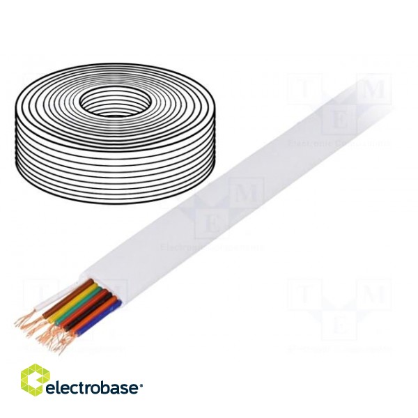 Wire: telecommunication cable | 8x28AWG | stranded | white | 100m