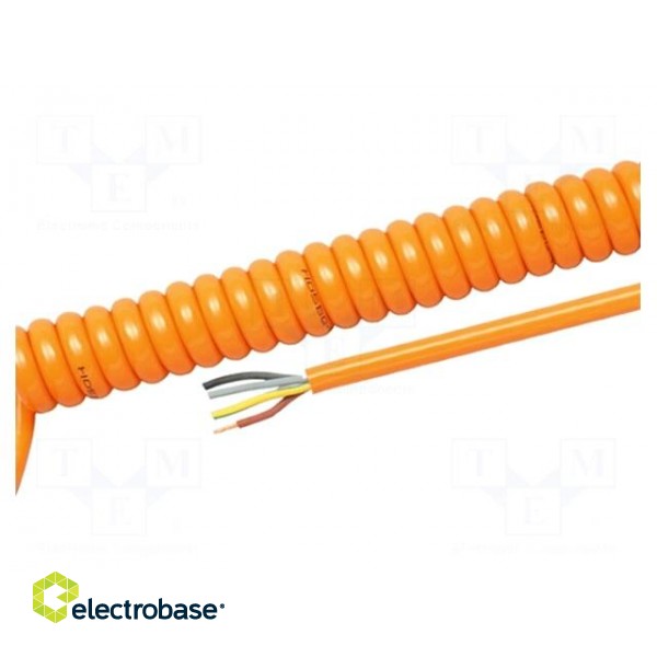 Wire: coiled | H05BQ-F | 4G0.75mm2 | unshielded | PUR | orange | 0.3m