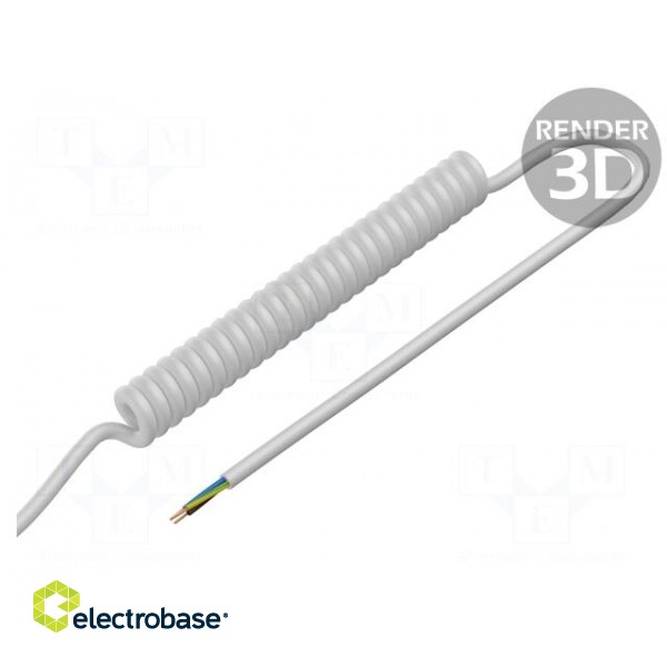 Wire: coiled | 3G1.5mm2 | unshielded | PUR | white | 300V,500V | 0.2m