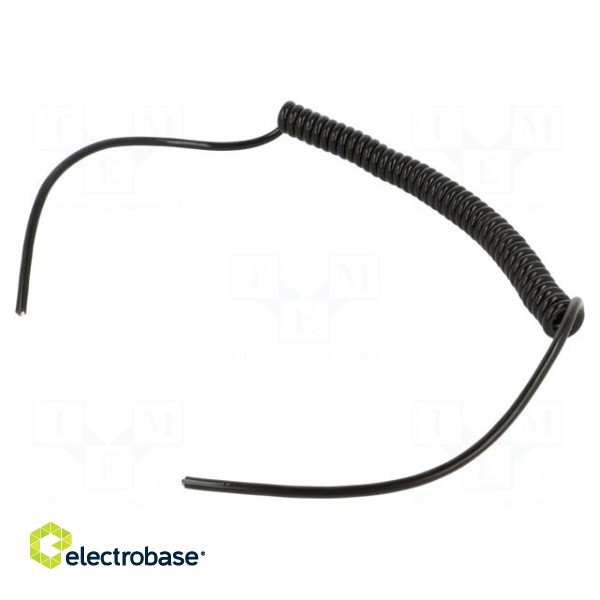 Wire: coiled | 3x0.22mm2 | unshielded | PUR | black | 300V | 0.2m | 0.8m фото 2